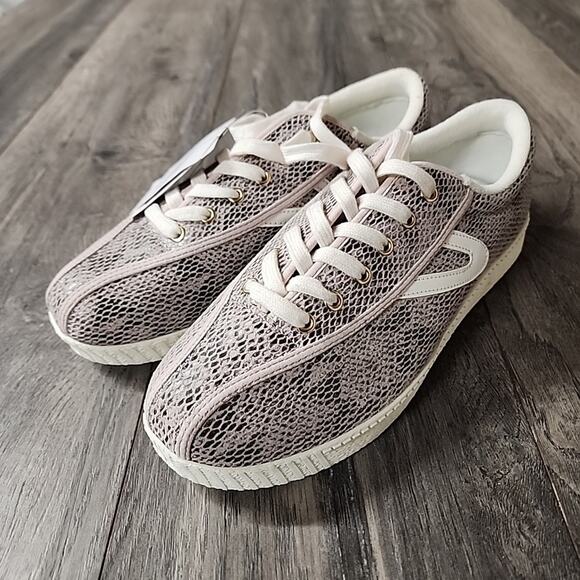 NEW Tretorn Womens 8.5 Diamond Back Nylite Plus Snakeskin Leather Lace Up - Picture 5 of 8